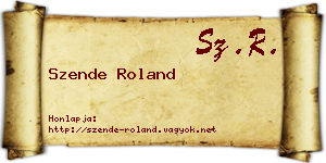 Szende Roland névjegykártya